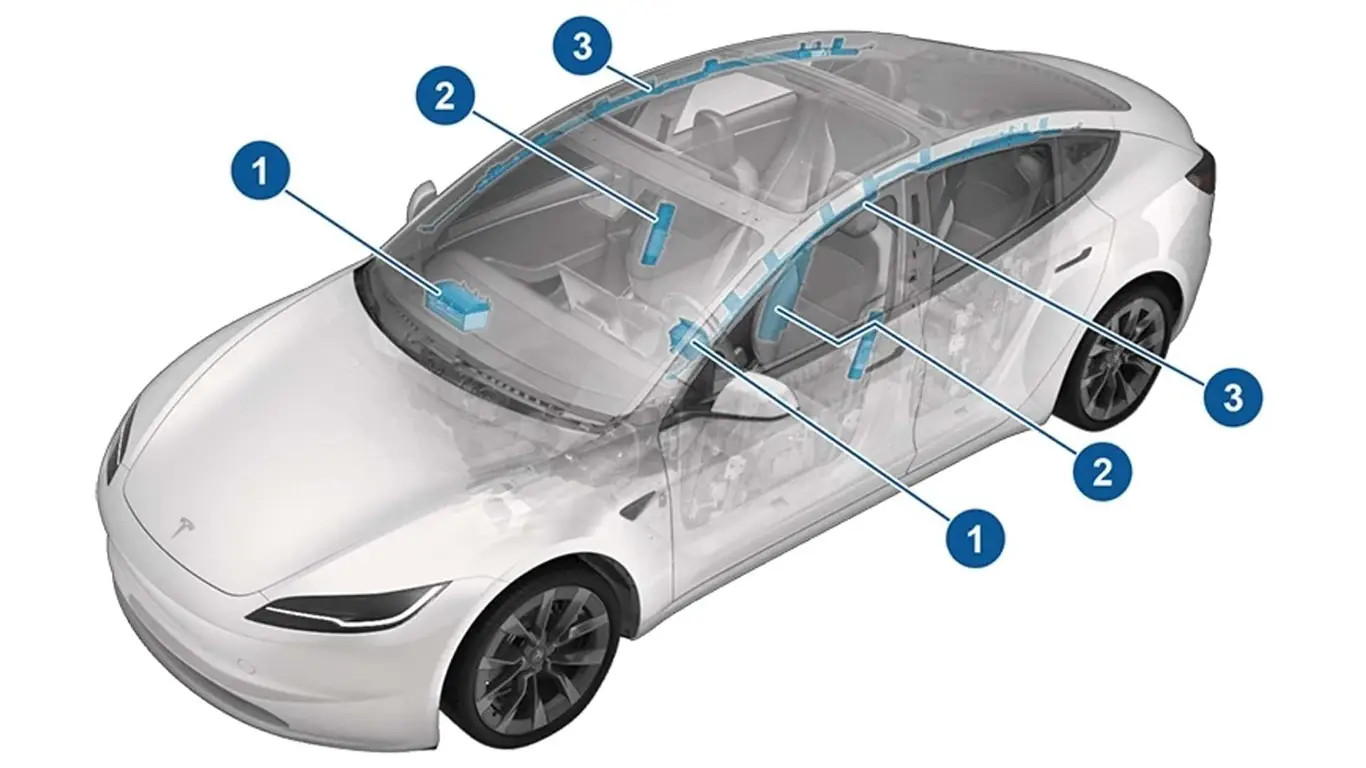 Подушки безопасности в старой Tesla Model 3